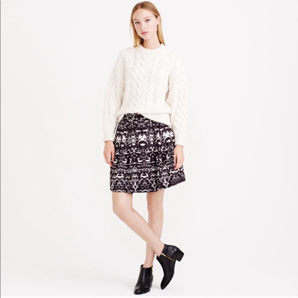 J. Crew Silky Blurred Ikat Printed Skirt Black 90